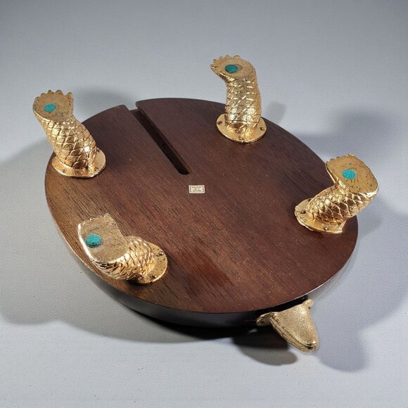 Vintage Turtle Cheeseboard with Knife Wood Tile MCM 70s Retro Novelty Kitschy - Picture 6 of 11